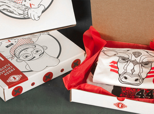 pizza t-shirt packaging