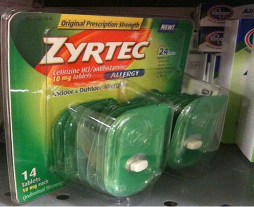 product packaging zyrtec