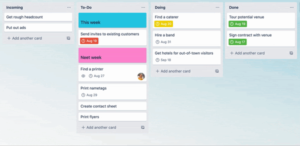 TRELLO: albums, songs, playlists